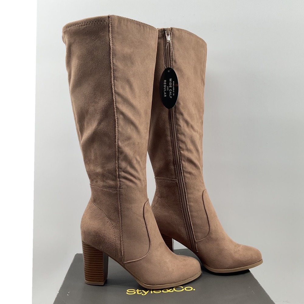 Style & Co Addyy Taupe Knee High Block Heel Boots 10M